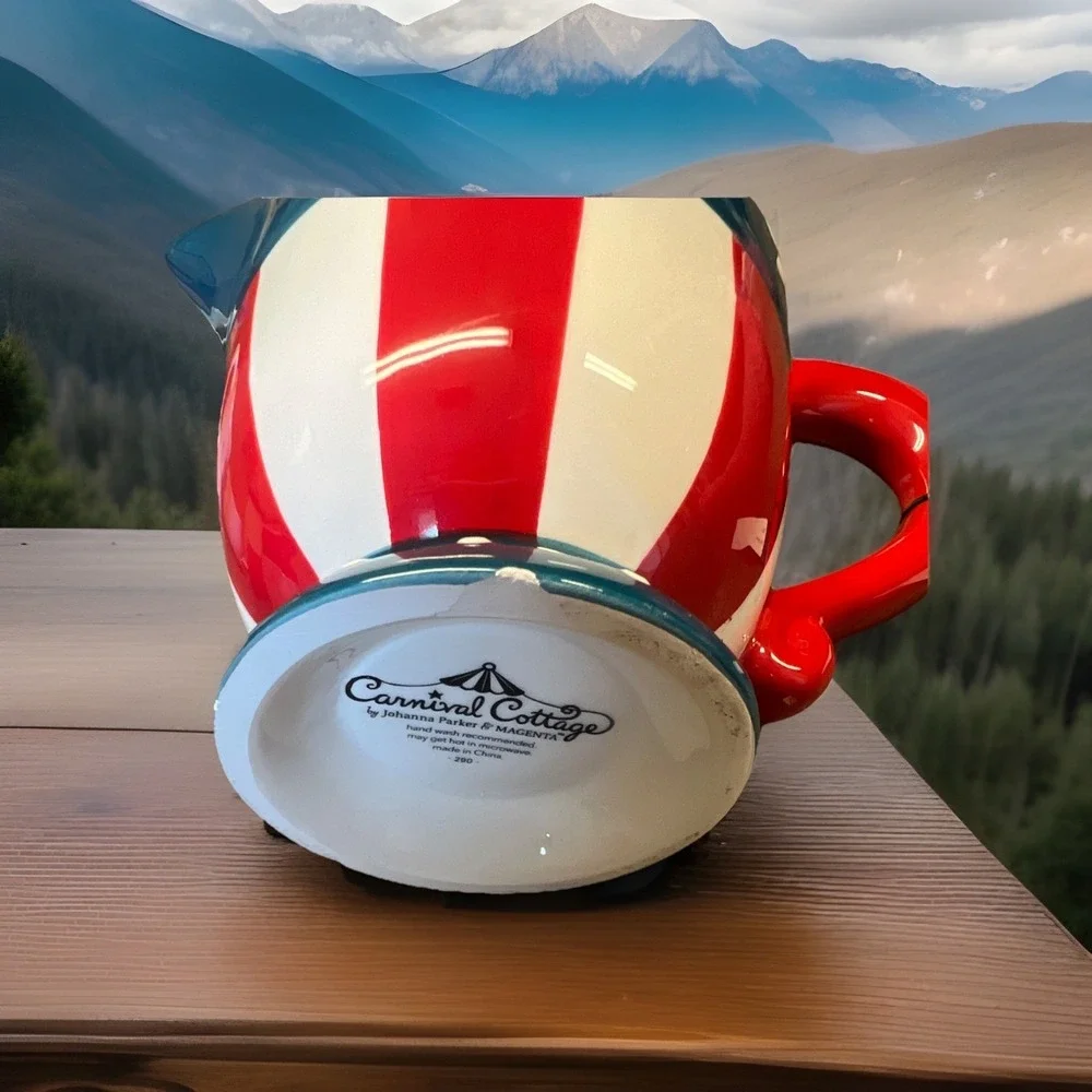 Carnival Cottage Stars & Stripes Red White Blue Ceramic Creamer Pitcher